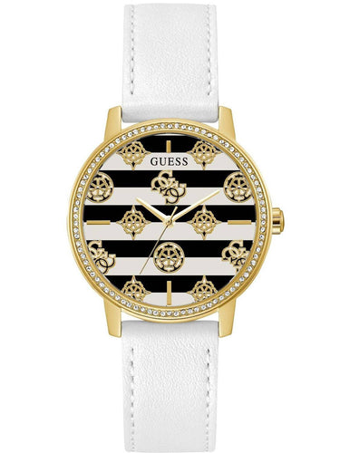 Guess Damen Armbanduhr Marina 38 mm Streifen auf dem Zifferblatt Armband Leder GW0398L1